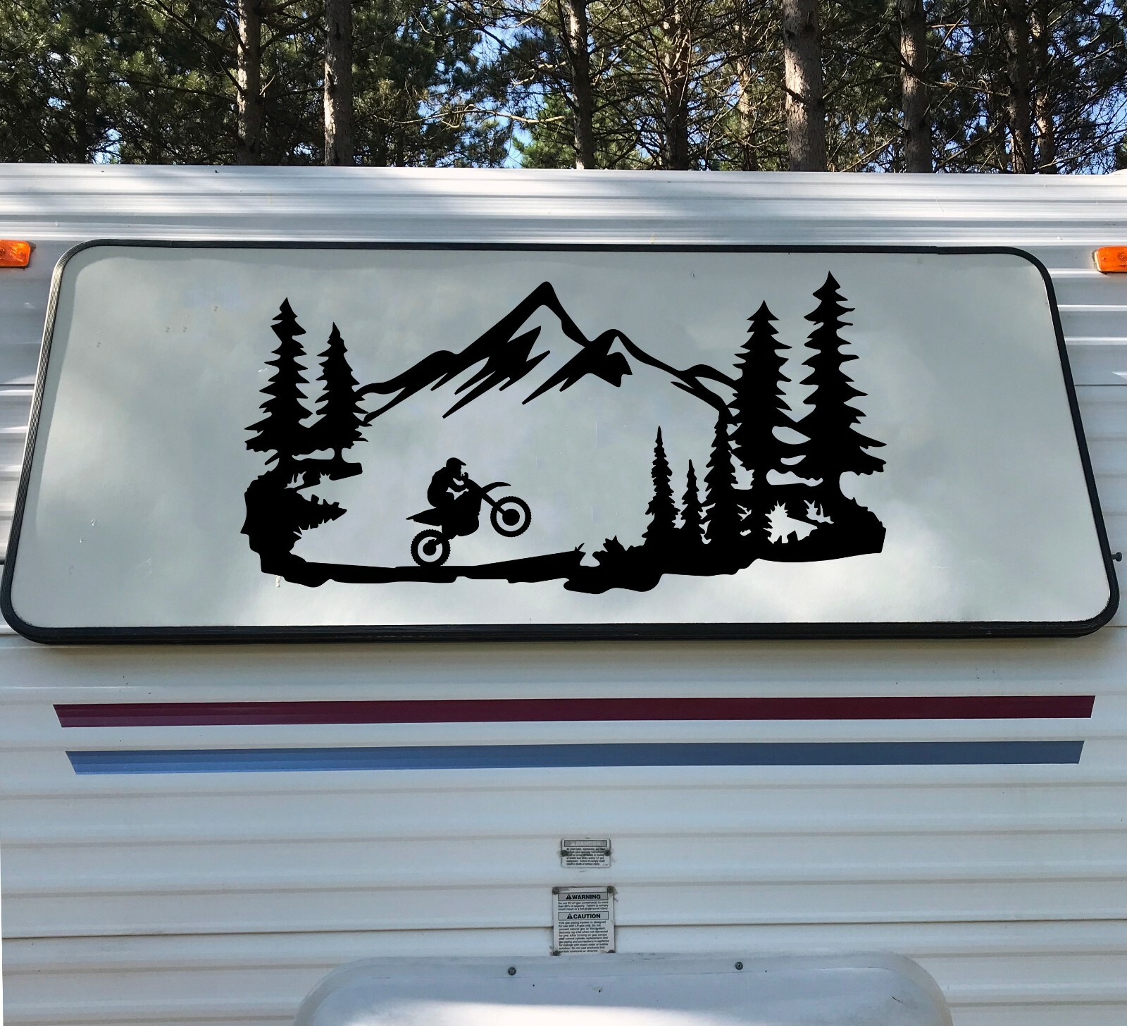 Dirt Bike Mountains Scene Vinyl Decal RV Toy Hauler Graphics Motorcycle Offroad