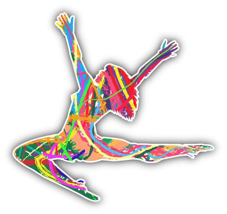 Colorful Girl Dancer Car Bumper Sticker Decal – 3» or 5»