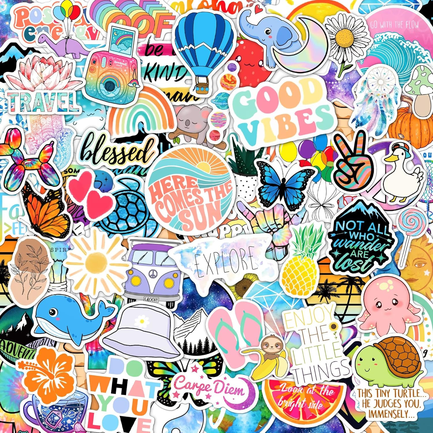 120 Pcs Preppy Stickers, Summer Stickers for Water Bottles Girls, Laptop Acce…