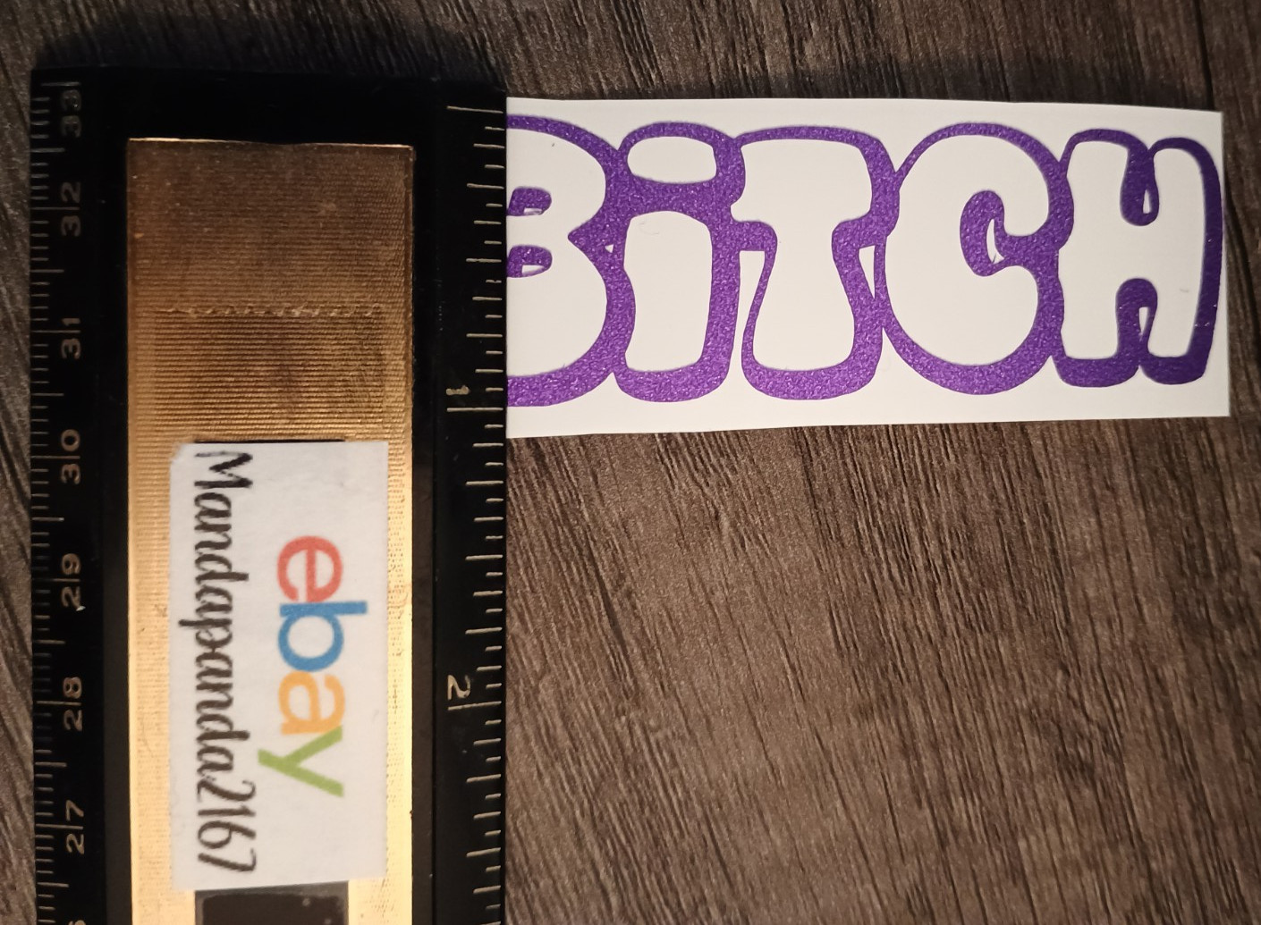 3″ x 1″ Purple Bitch Decal – Shimmer Permanent Vinyl – Sparkly – Glittery – Cute