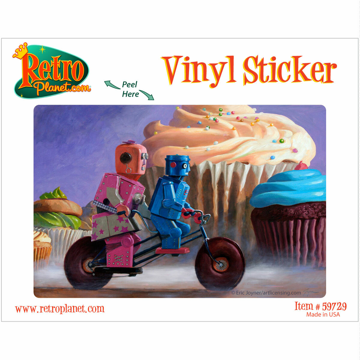 Robots On Cupcake Misty Path Vinyl Sticker Sci-Fi Laptop Bumper