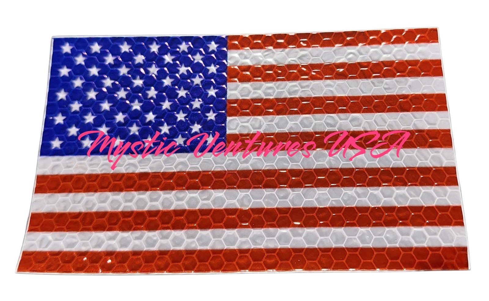 Reflective American Flag Sticker 5″ x 3″ Rain Carwash Proof Vinyl Old Glory 1776