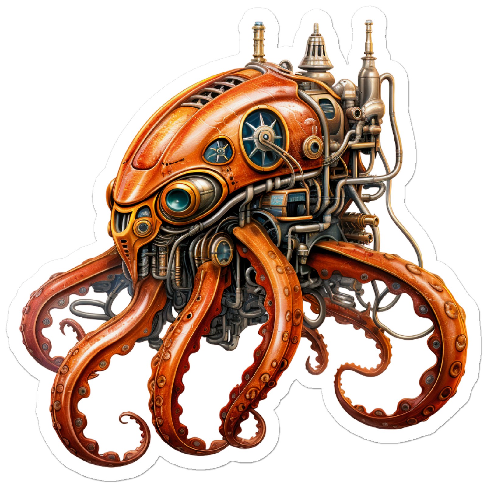 Steampunk Octopus Sub – Vinyl Decal Sticker – Car Window Laptop – ebn11713