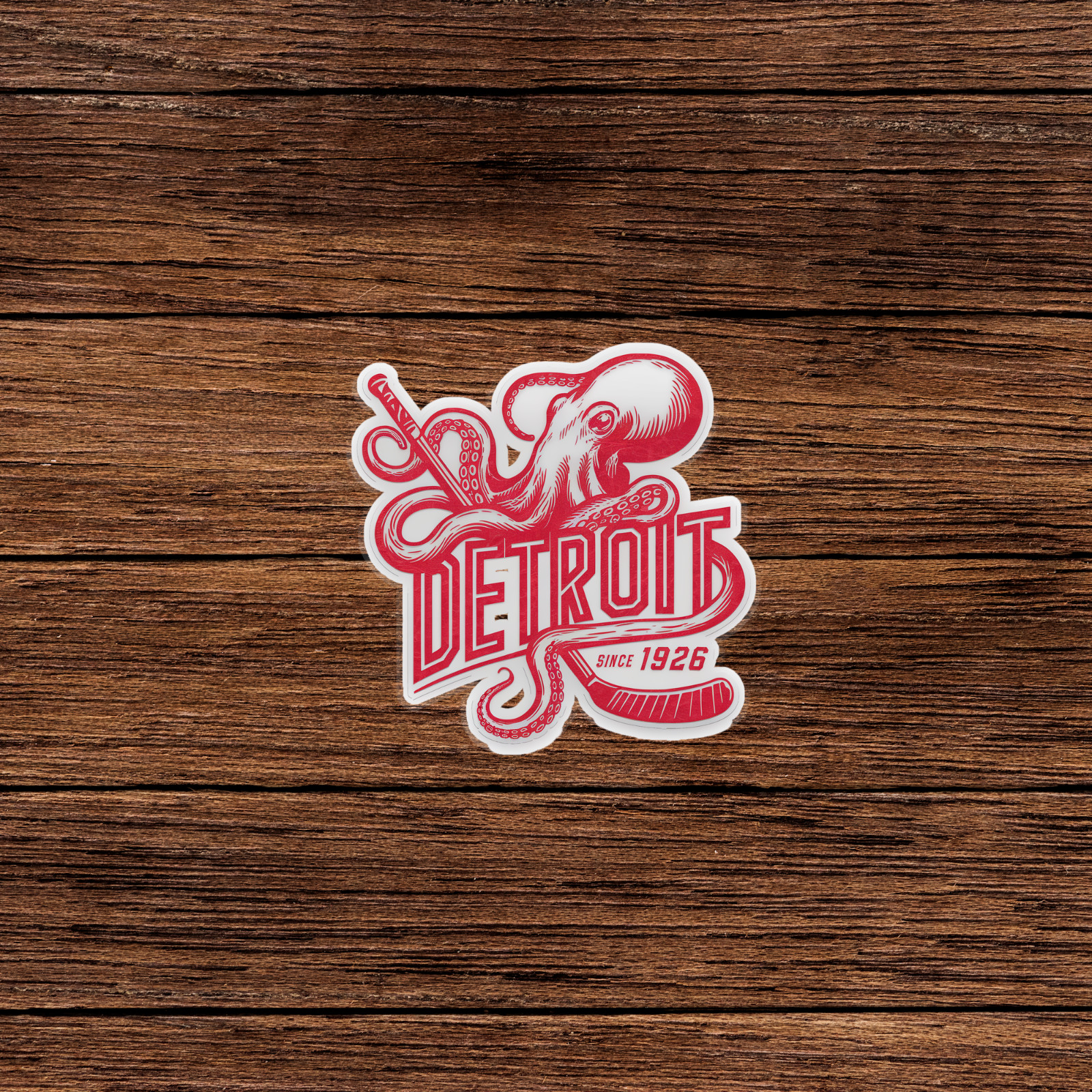 Vintage Detroit Octopus Sticker – Red White Retro Kraken Design Since 1926 #1884