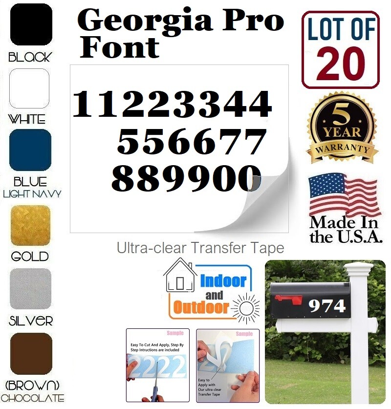 Mailbox Address locker Numbers Decal Sticker Window Door Wall Sign, GEORGIA PRO