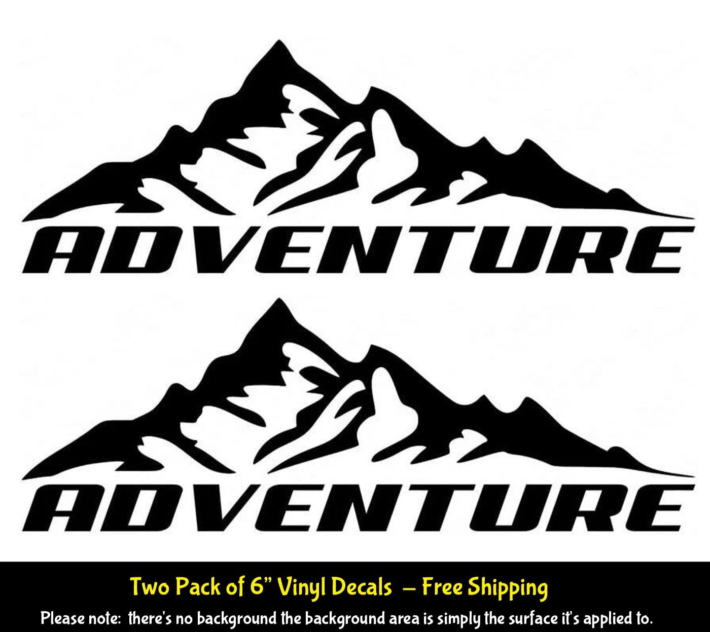 Mountain Adventure Two Pack 6″ Black Vinyl Decal Car Truck Windows Laptop Tablet