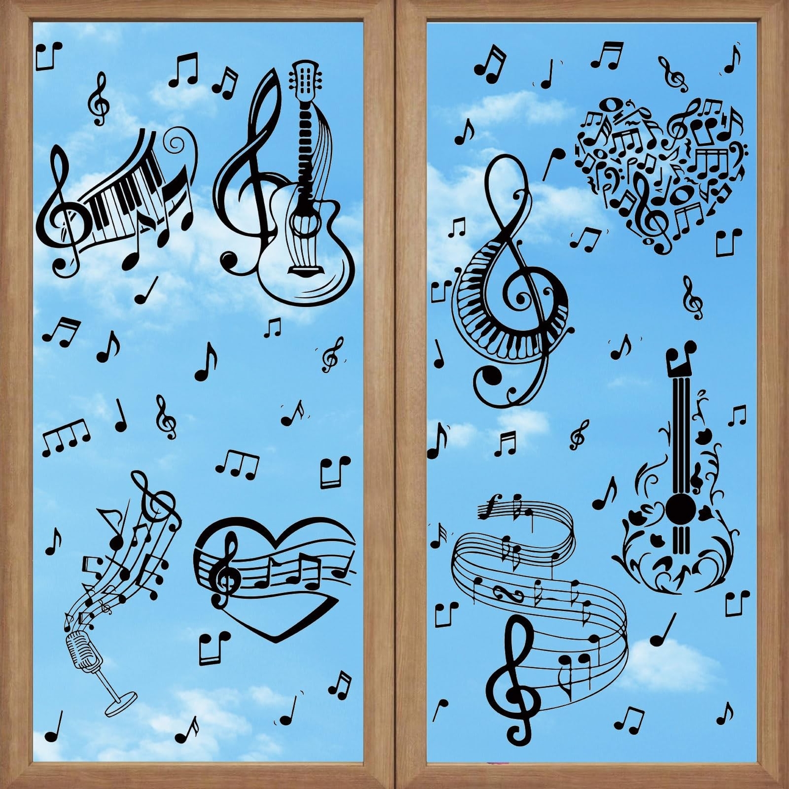 CRASPIRE 8 Sheets Musical Note Wall Stickers PVC Waterproof Self Adhesive Dec…