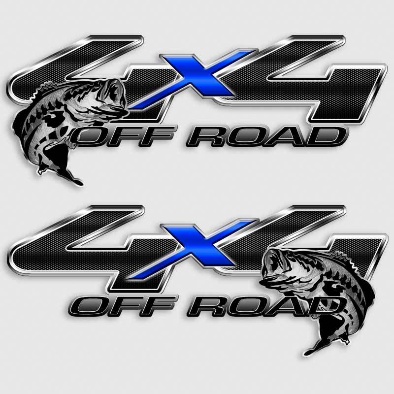 Blue 4×4 Truck Bass Fishing Decal Set for Ford F-150 F-250 Super Duty Bassmaster