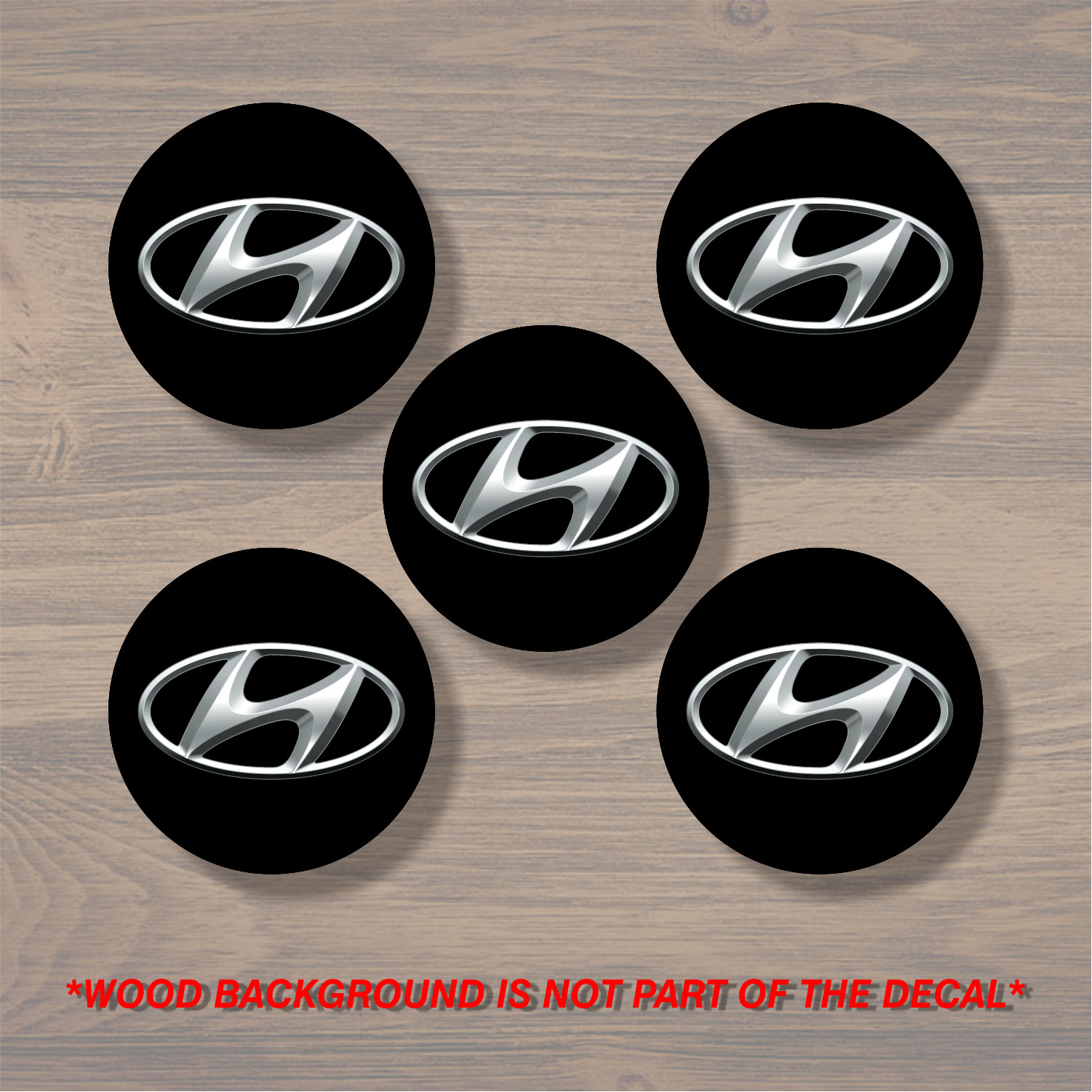 Hyundai Wheel Center Cap Overlay x5, Vinyl Decal Sticker