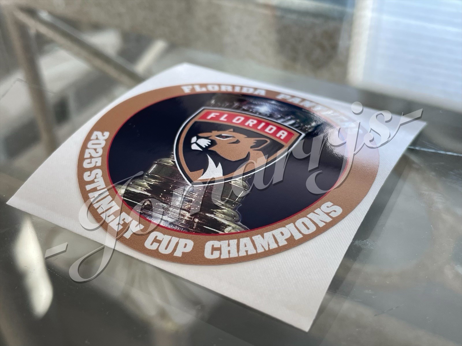 Florida Panthers 2025 Stanley Cup Champions Custom Sticker Decal NHL 3″-18″