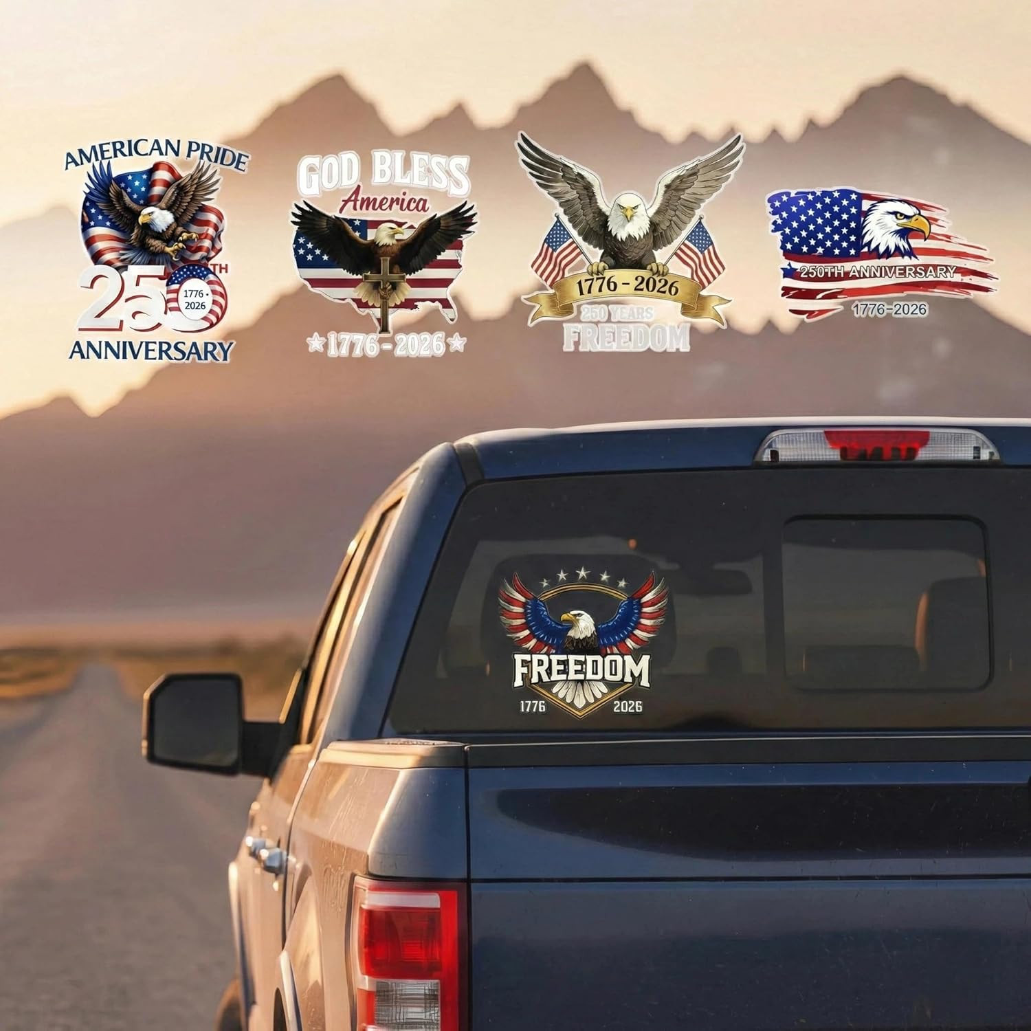 5Pcs USA 250Th Anniversary Stickers, 1776-2026 American Flag Eagle Decals, Water