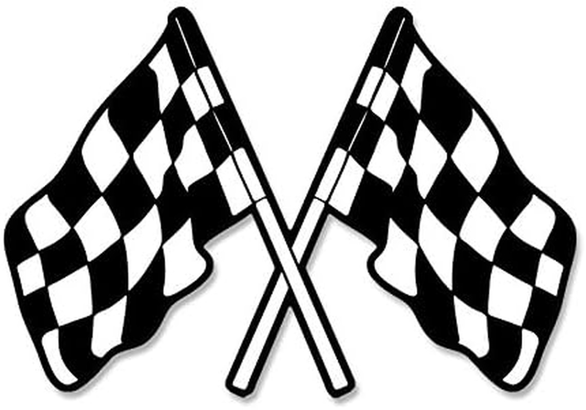 Checkered Flag Sticker (2.8 X 4 Inch, White, Waterproof, Reflective, Car, Truck,