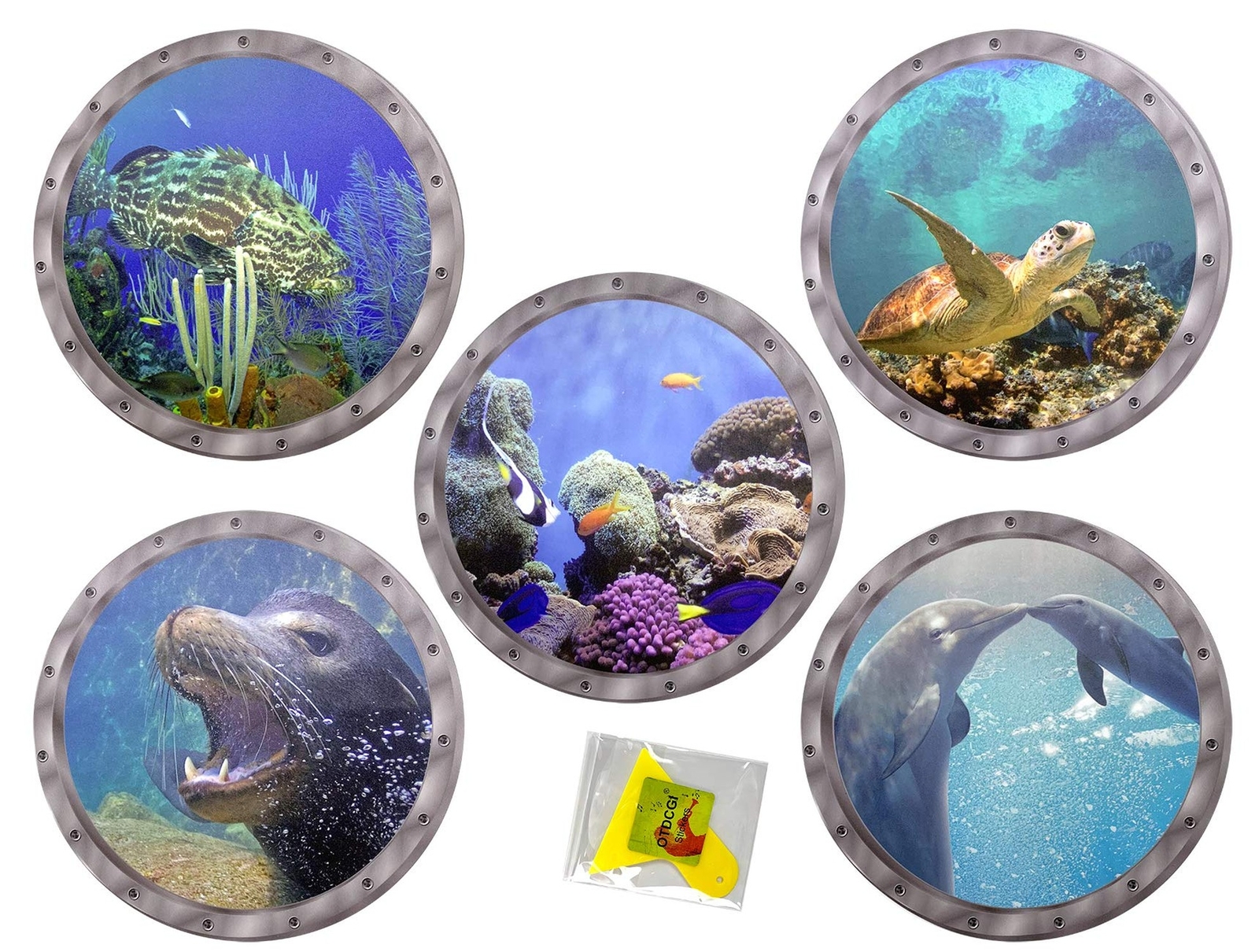 5 Pcs Fish Wall Stickers, Ocean Animals Turtle 3D Stickers Window Wall Decals…