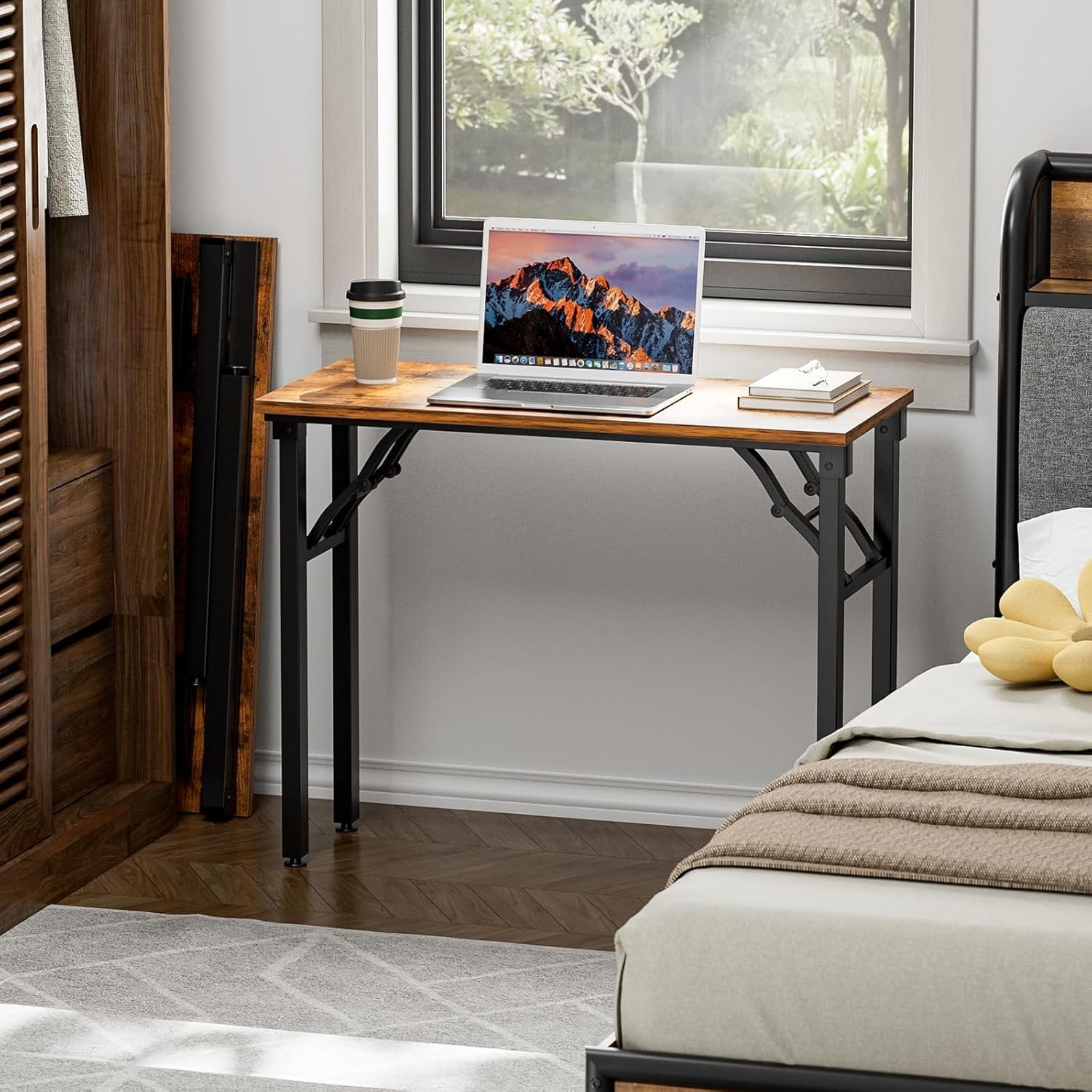 Small Computer Desk Folding Table – 35.8″ Foldable Office Des