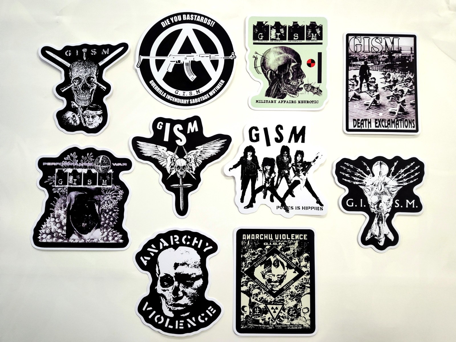 GISM Vinyl Sticker Lot (10 Stickers) crust punk doom crow his hero is gone crass