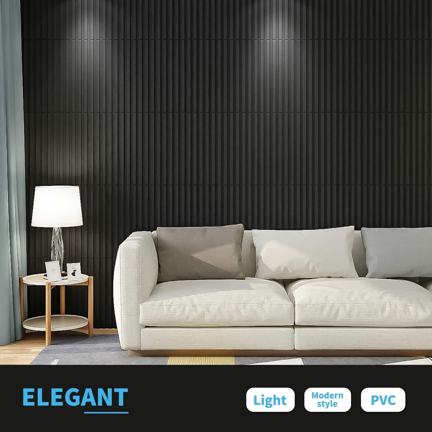 Transform Your Space with 12 Black 3D Slat Wall Panels – Easy Install, 32 sq ft