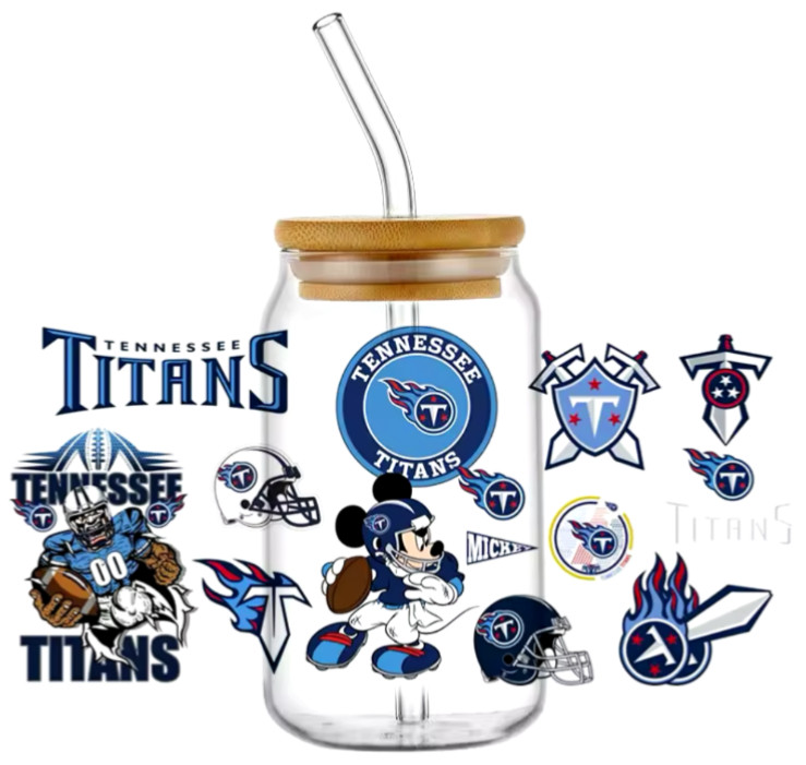 Mickey Mouse Tennessee Titans Football UV DTF Transfer Sticker Cup Wrap DIY Cups