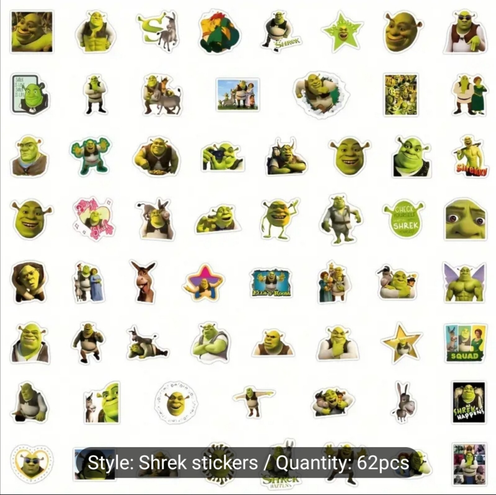 10 PCS Shrek Movies (Unofficial) Funny Kids Animated Stickers BRAND NEW
