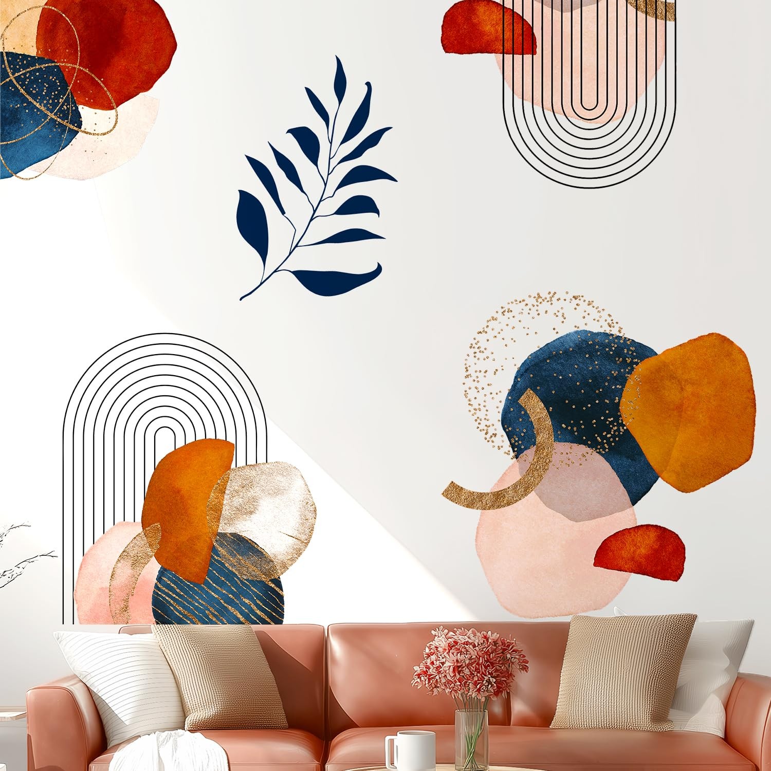 Boho Mid-Century Modern Wall Decals Peel and Stick, Archs Abstract Vinyl Wall…