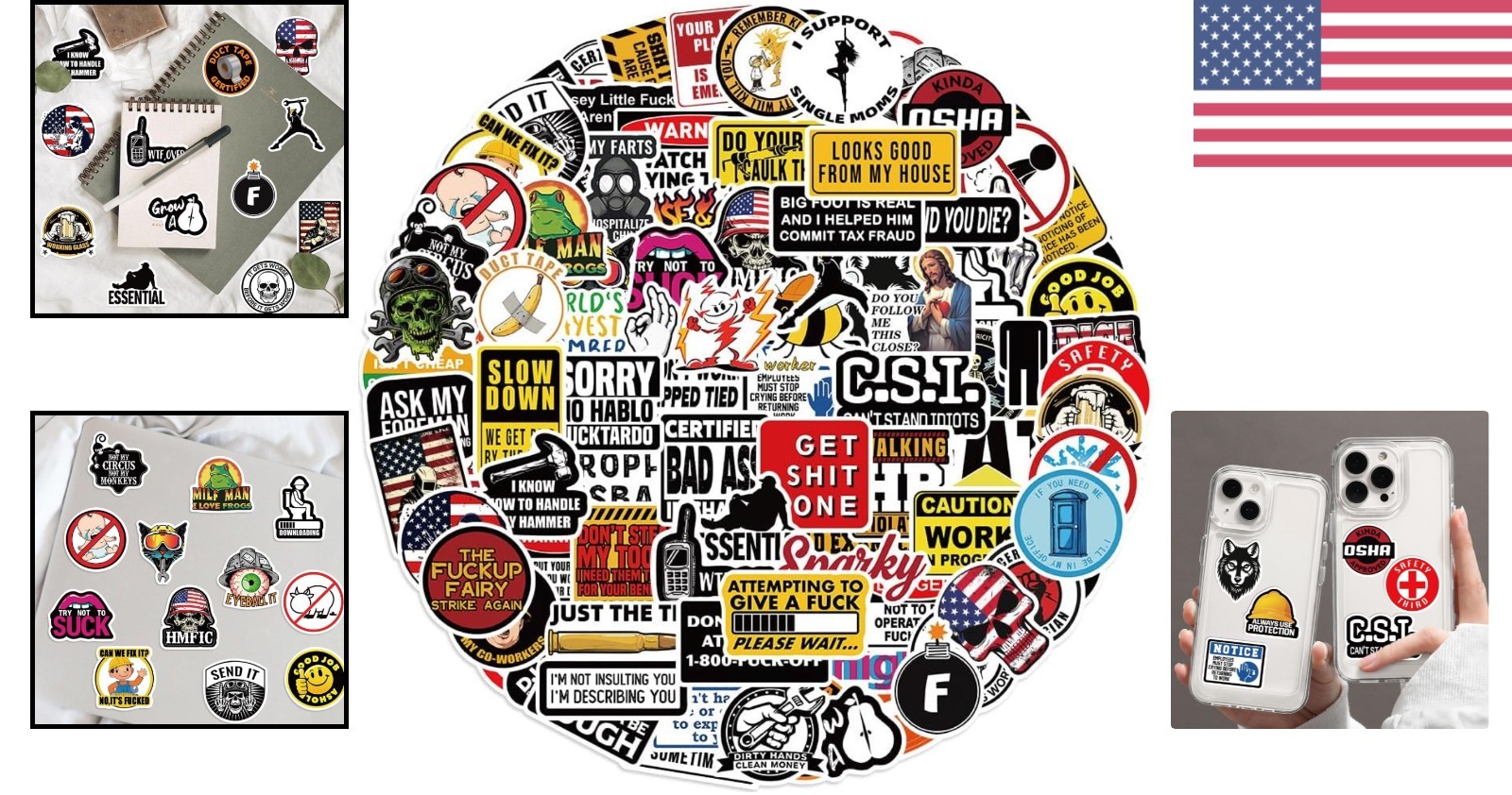 Vinyl Hard Hat Stickers 100pcs Waterproof Decals for Construction & Electricians