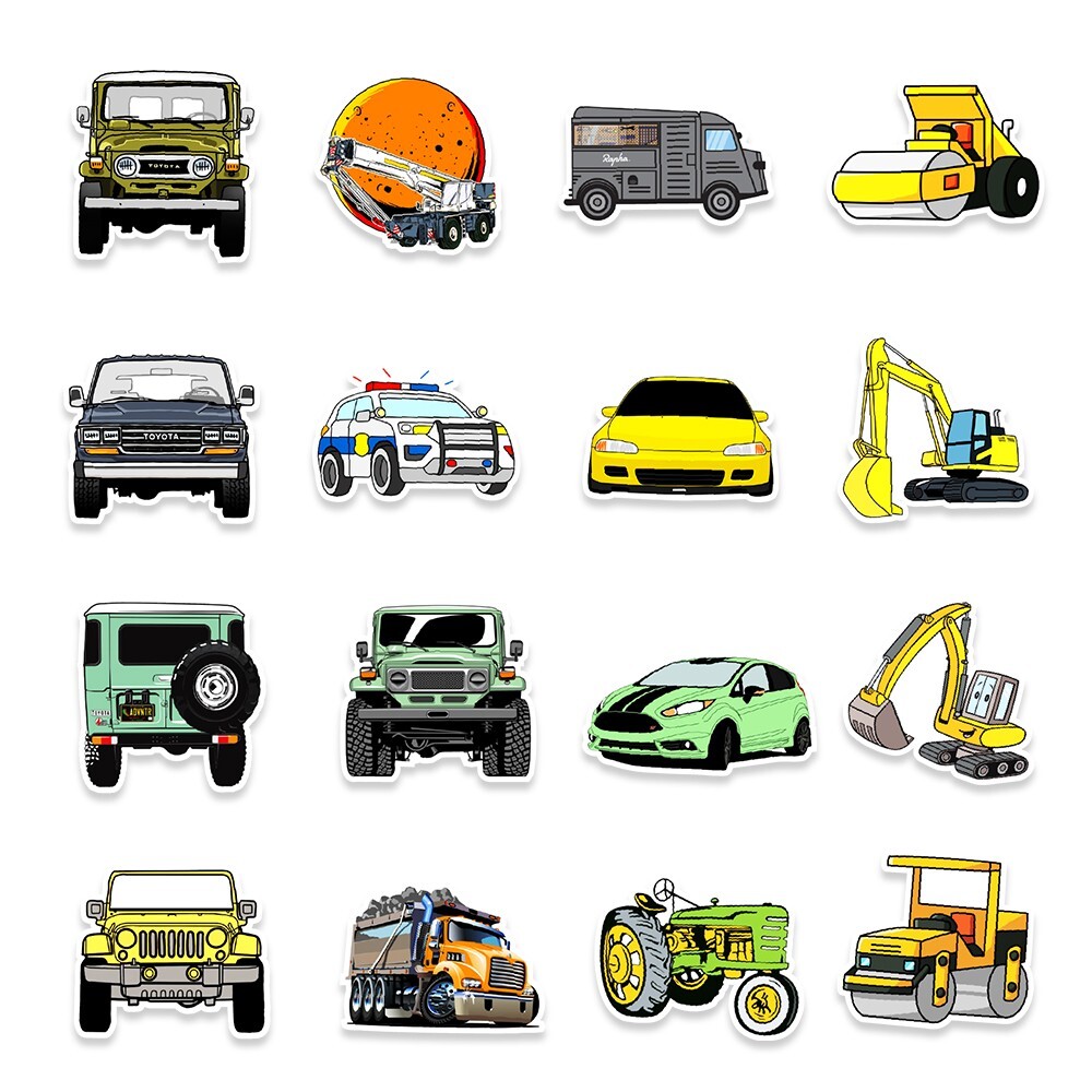 50 Pcs Stickers Vehicle Trucks Cars Fridge Luggage Skateboard Phone Laptop Vinyl