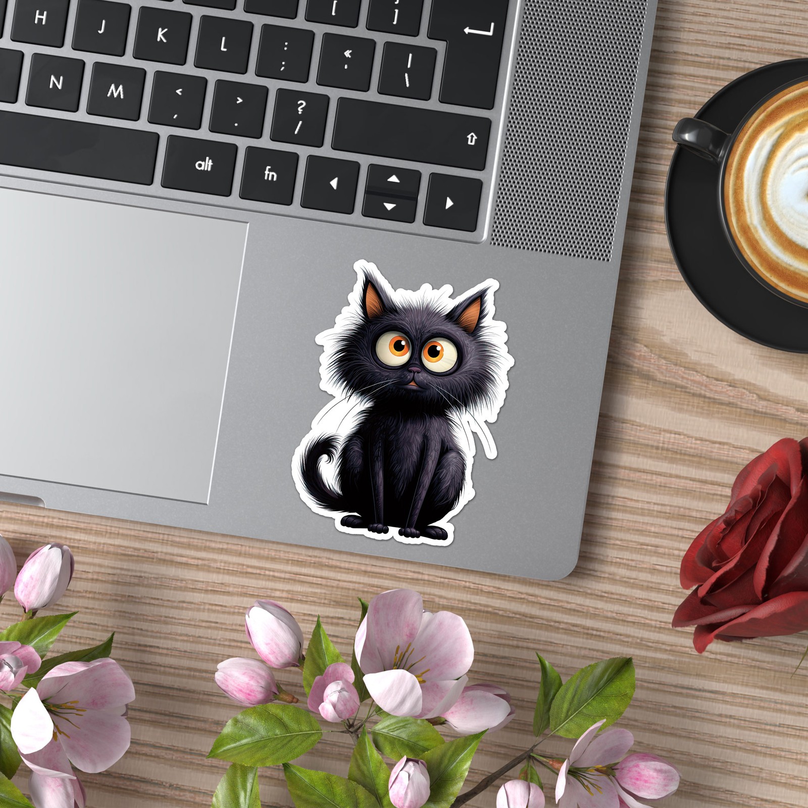 Big Eyes Black Cat – Vinyl Decal Sticker – Car Window Laptop – ebn11936