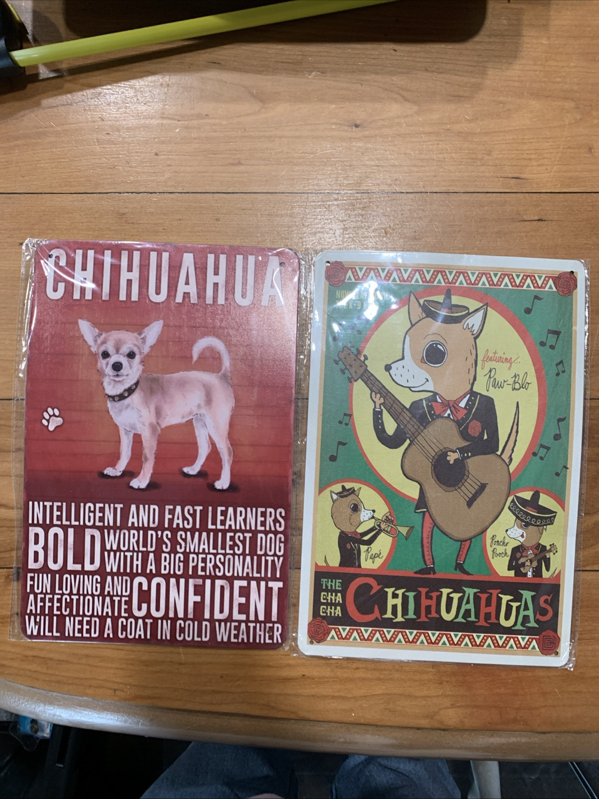 Cha Cha Chihuahuas & Chihuahua Traits Metal Signs New SEALED 12” X 8”
