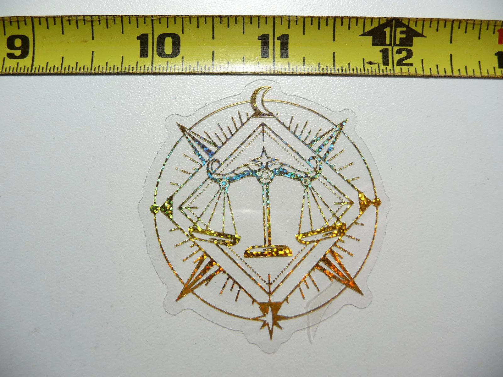 HOLOGRAPHIC ZODIAC LIBRA CIRCLE SMALL STICKER DECAL HOROSCOPE SIGN BIRTH MONTH