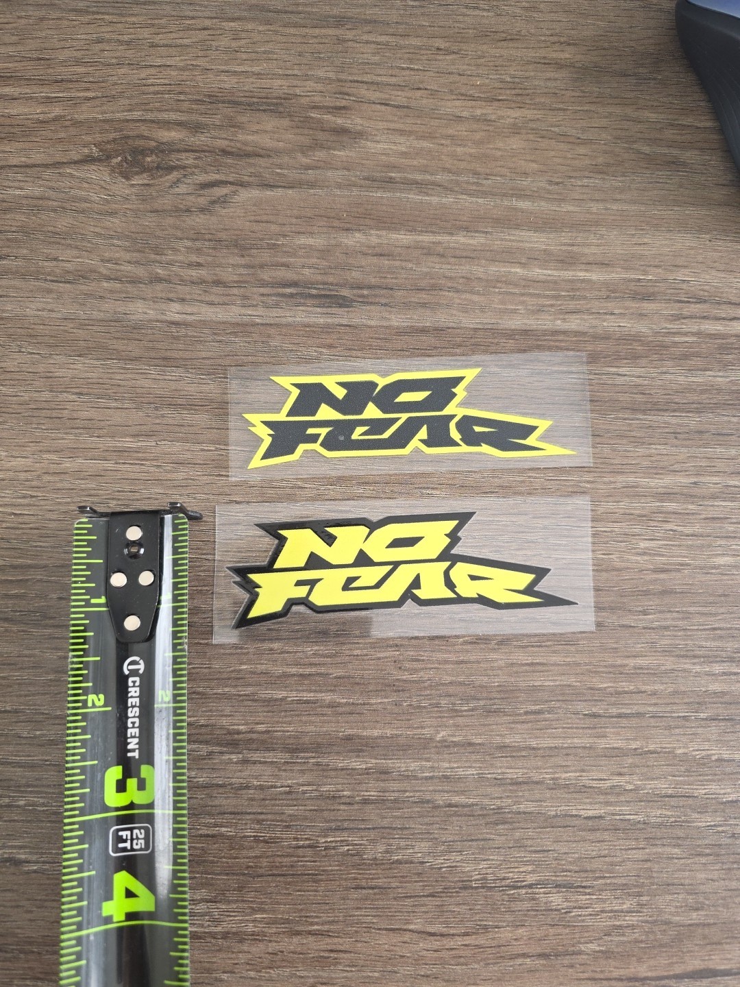 2X NO FEAR Yellow & Black Outlined Raised UVDTF DECAL STICKER Waterproof 4in