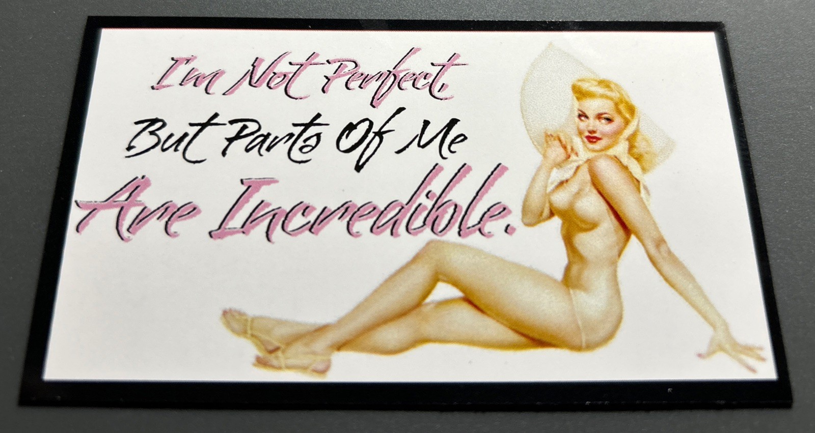Fridge Magnet: I’m Not Perfect, But Parts Of Me Are INCREDIBLE. (Retro Pin Up)