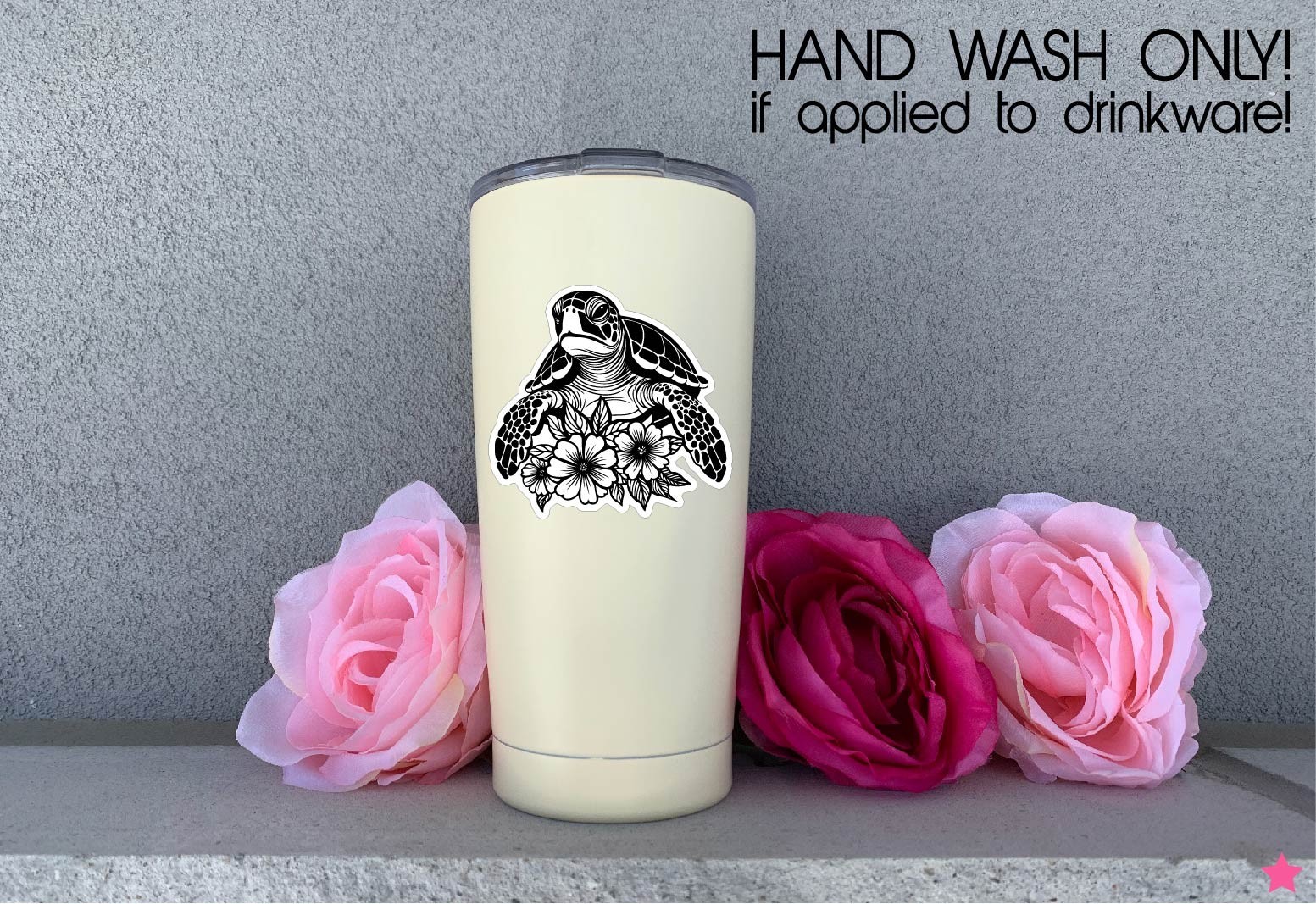 Sea Turtle & Hibiscus Decal Sticker Ocean Wildlife Life Beach Tropical Hawaii