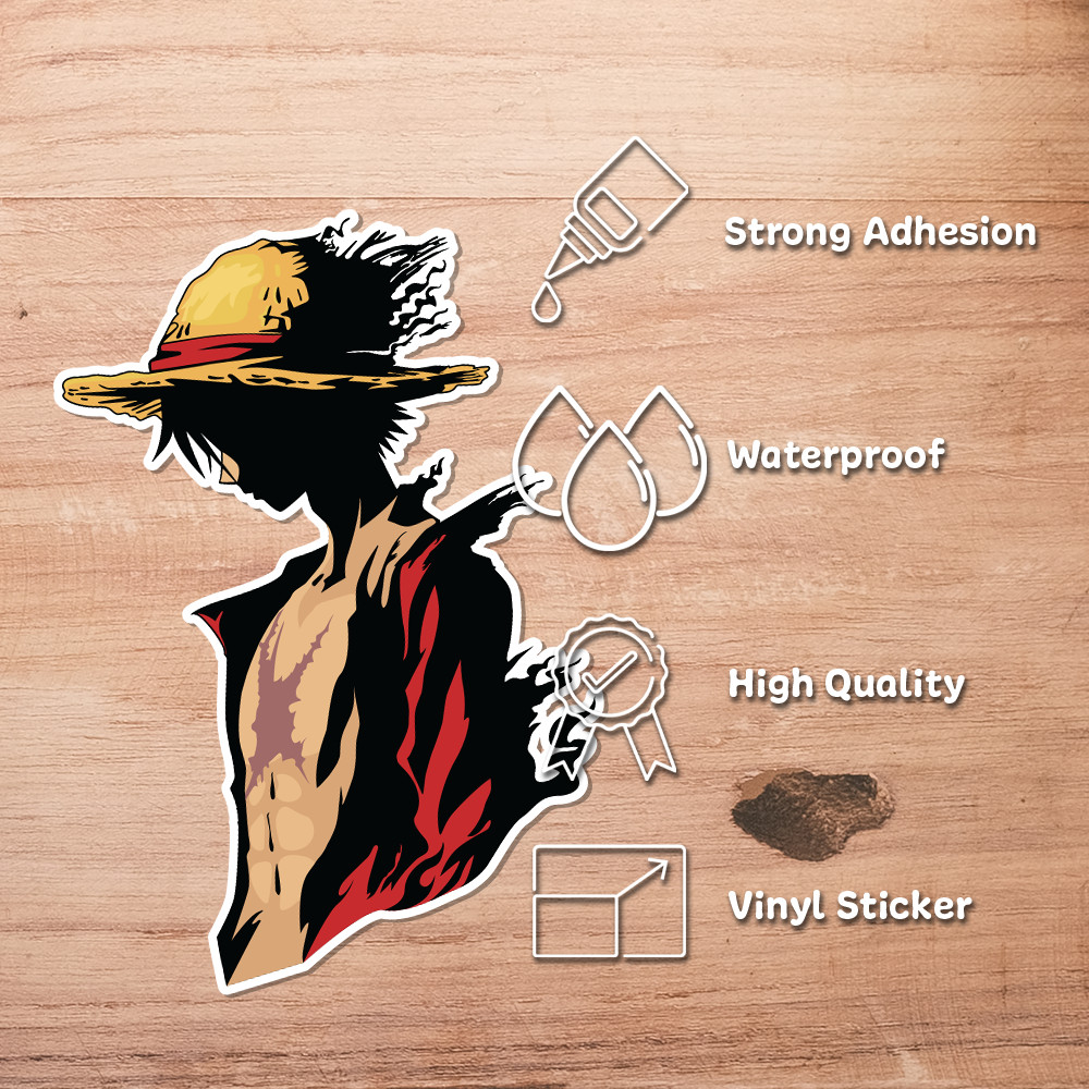 Luffy One Piece Sticker – Decorative vinyl 5″ x 5″ with glossy finish