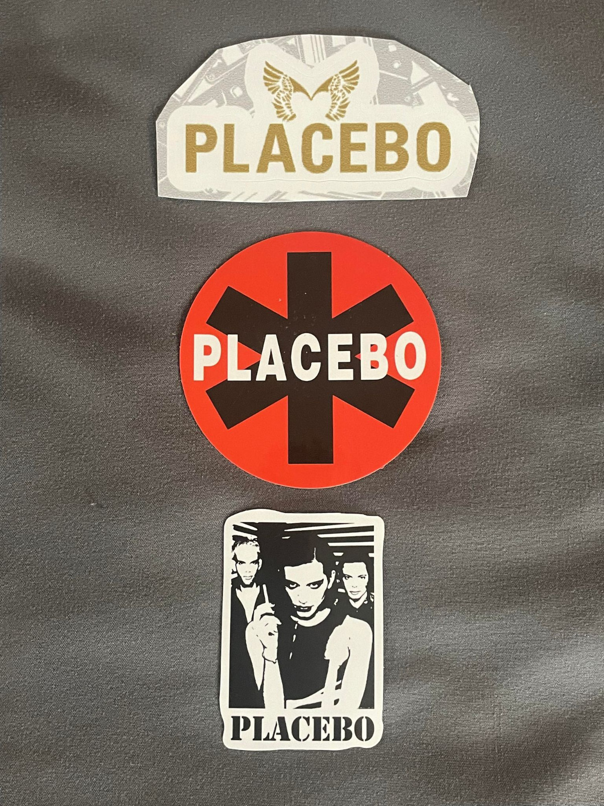 Lot of 3 PLACEBO 1 1/4″ to 2 3/4″ Band Logo STICKERS Black Red FAST! FREE SHIP!
