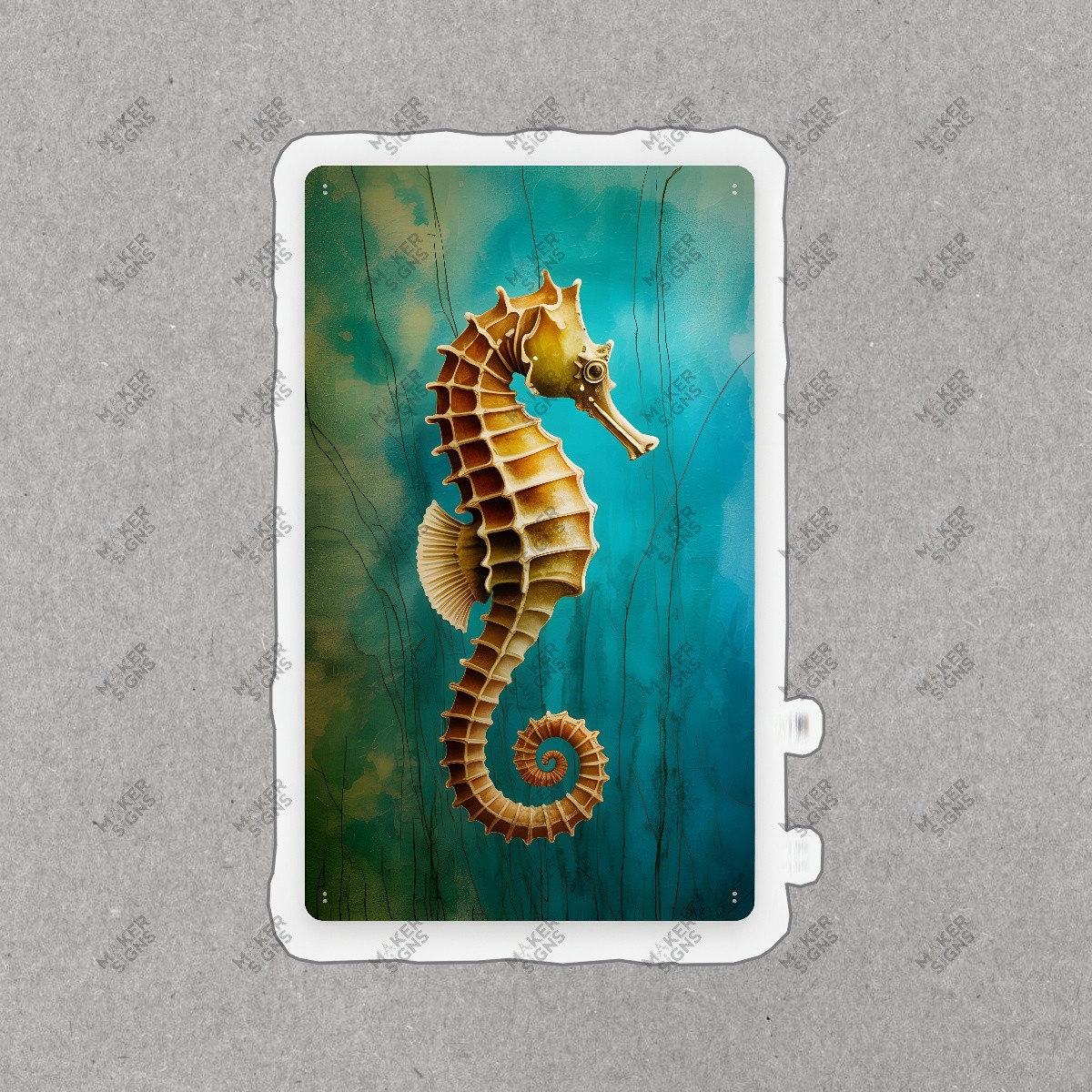 Stunning Seahorse Wall Art Turquoise & Green Abstract Background #8050