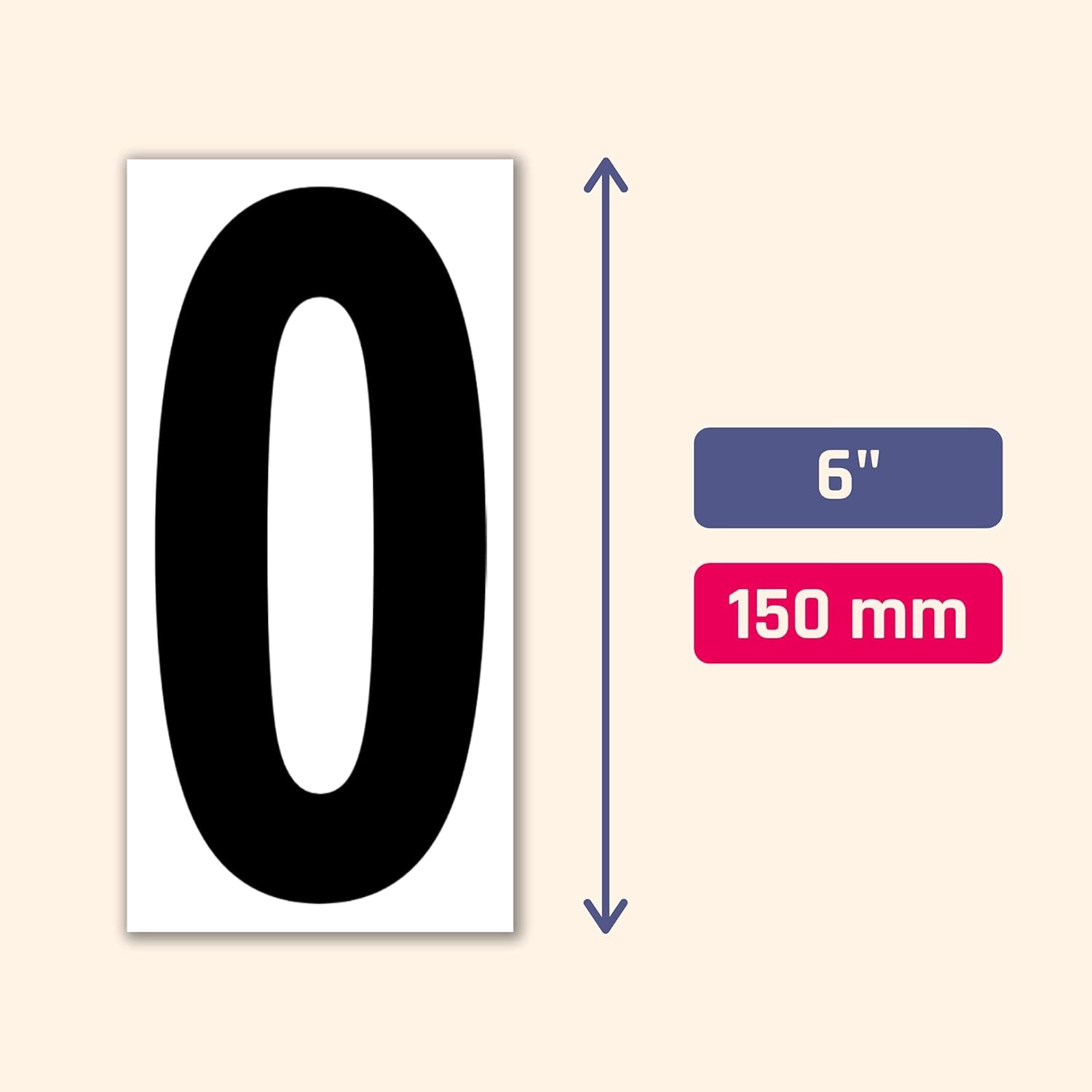 40 Pieces, 6″ – Vinyl Number Stickers, Waterproof 6 x 3 inches, Black Numbers