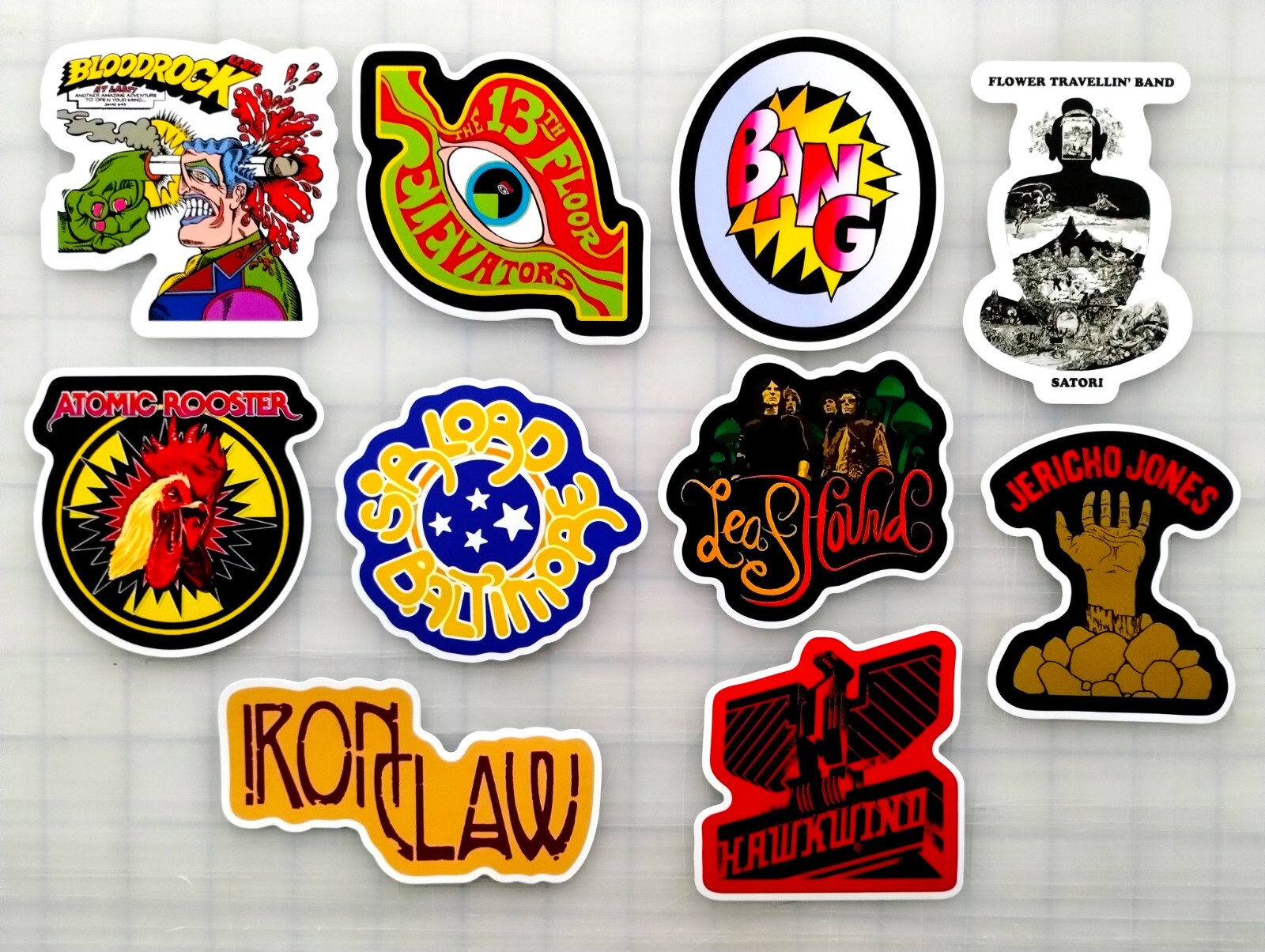 Classic Rock Vinyl Sticker Lot (10 Stickers) SET 8 vintage metal psychedelic