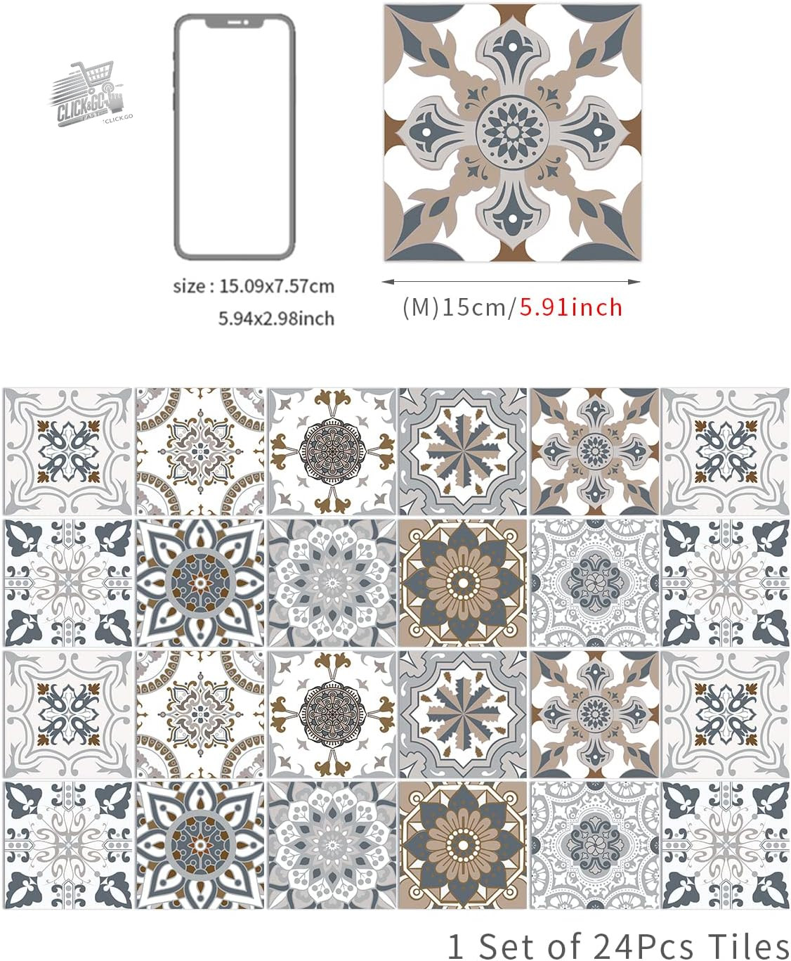 Stickers Tile Mosaic PVC Kitchen Bathroom Wall Cladding Stickers 80cm
