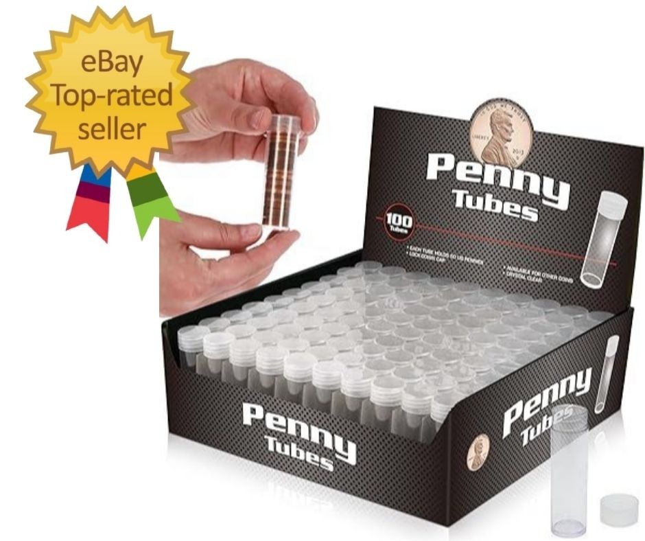 Coin Tubes for Pennies – 100ct | Holds «Lincoln» Penny | Durable Plastic Tub…