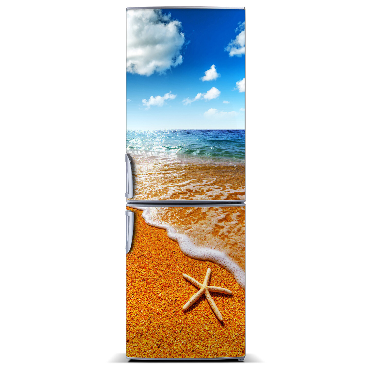 Refrigerator Self Adhesive Removable Sticker Landscapes Starfish on the beach