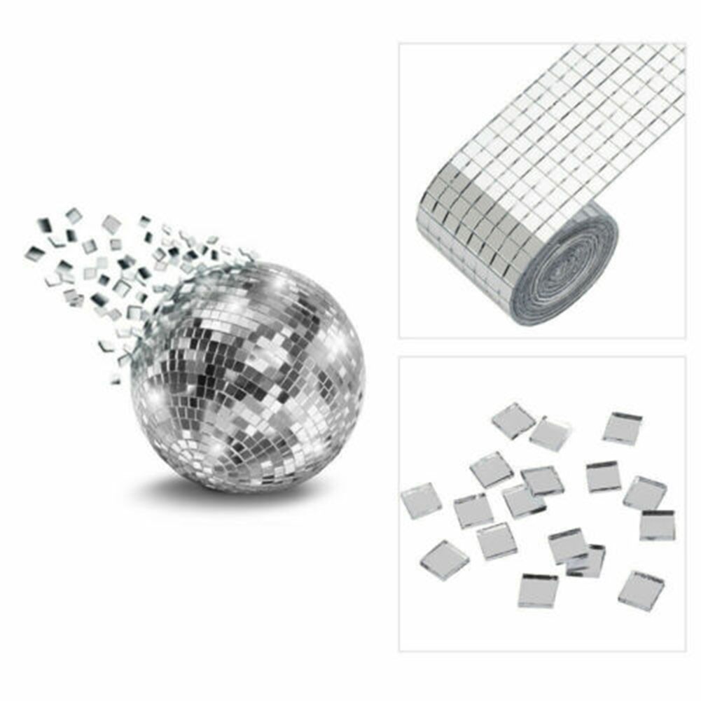15x10cm Glass Mirror Mosaic Decal 150pcs 5x5mm Sheet for Interior Refresh