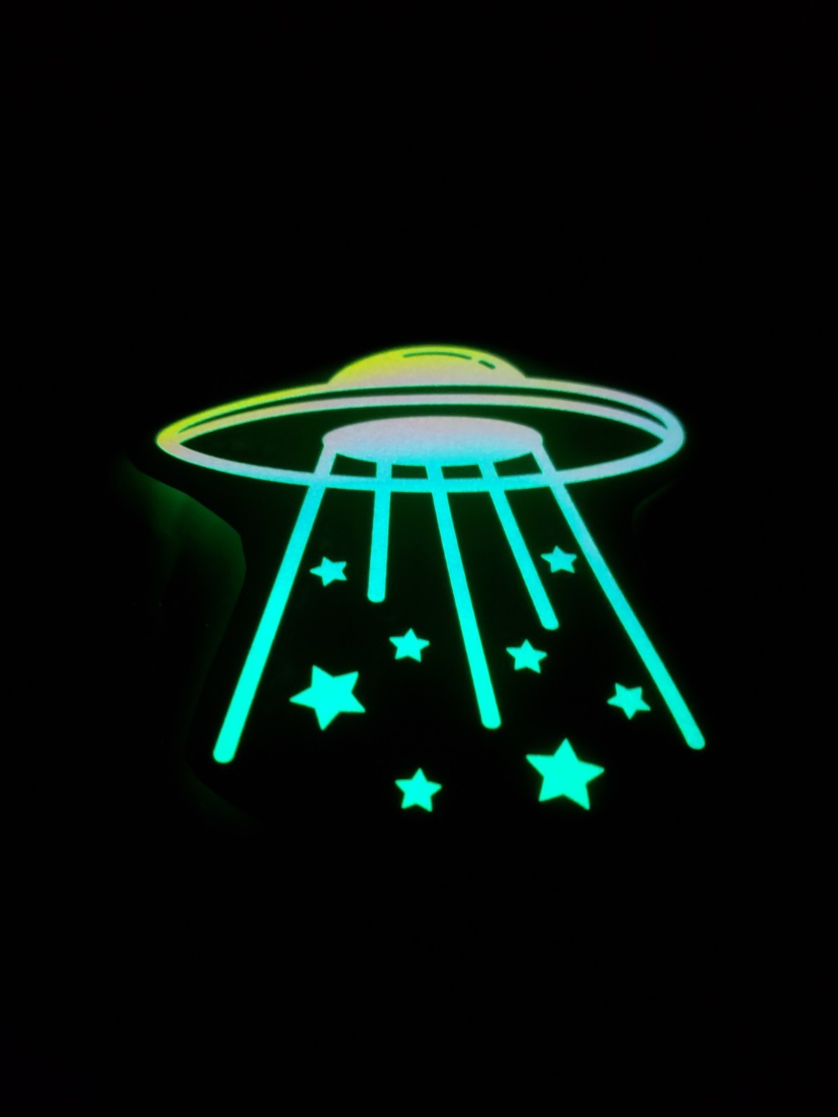 Glow In The Dark Vinyl Decals Alien UFO Lift Off Medium Size Lit Studios New