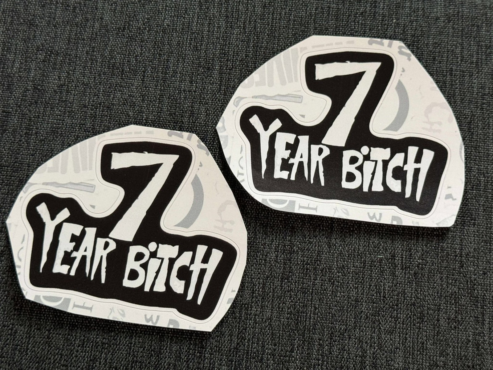 Lot (2) 7 YEAR BITCH 1 1/4″ x 1 1/2″ Band Logo STICKERS Black FAST! FREE SHIP!