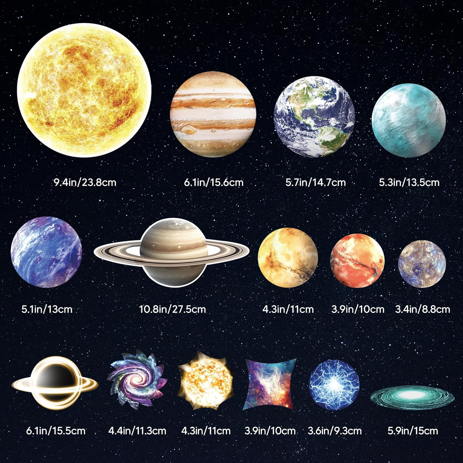 Glow in the Dark Stars and Planets for Ceiling, Glow Solar System Wall
