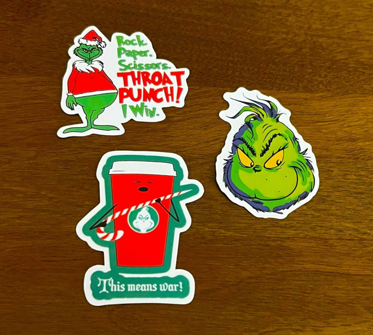 The Grinch Who Stole Christmas Vinyl Sticker Decal Set Of Three Brand New