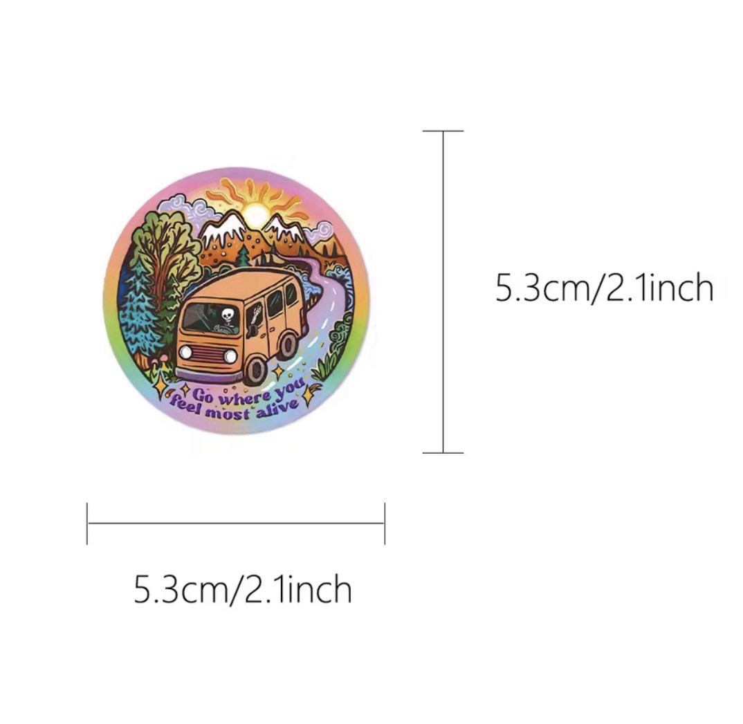 Hippie Explore Style Stickers 50pk Adventure Fun Mix Matte Sticker FREE SHIPPING