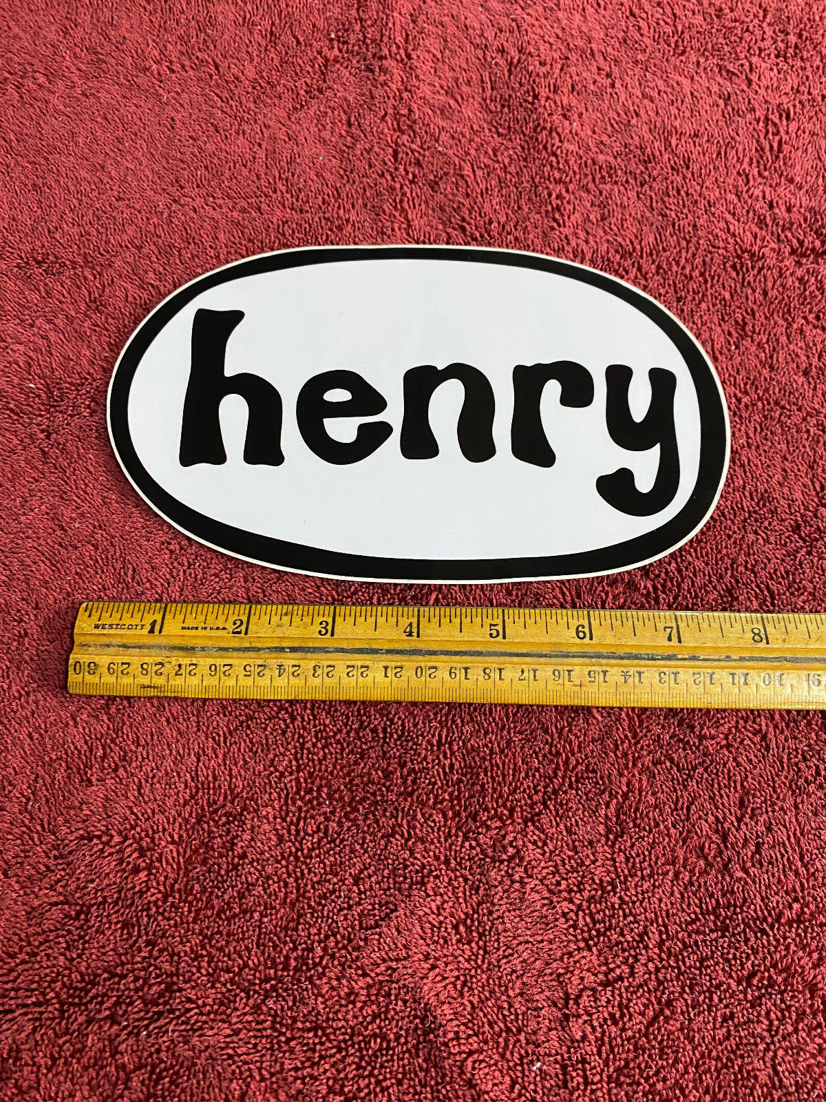 HENRY Decal Large White and Black Car Truck Bumper Window