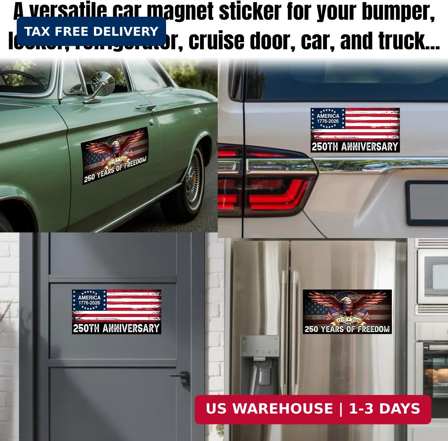 Magnet 250 Anniversary Magnetic Sign Bumper Sticker America National Flag Eagle