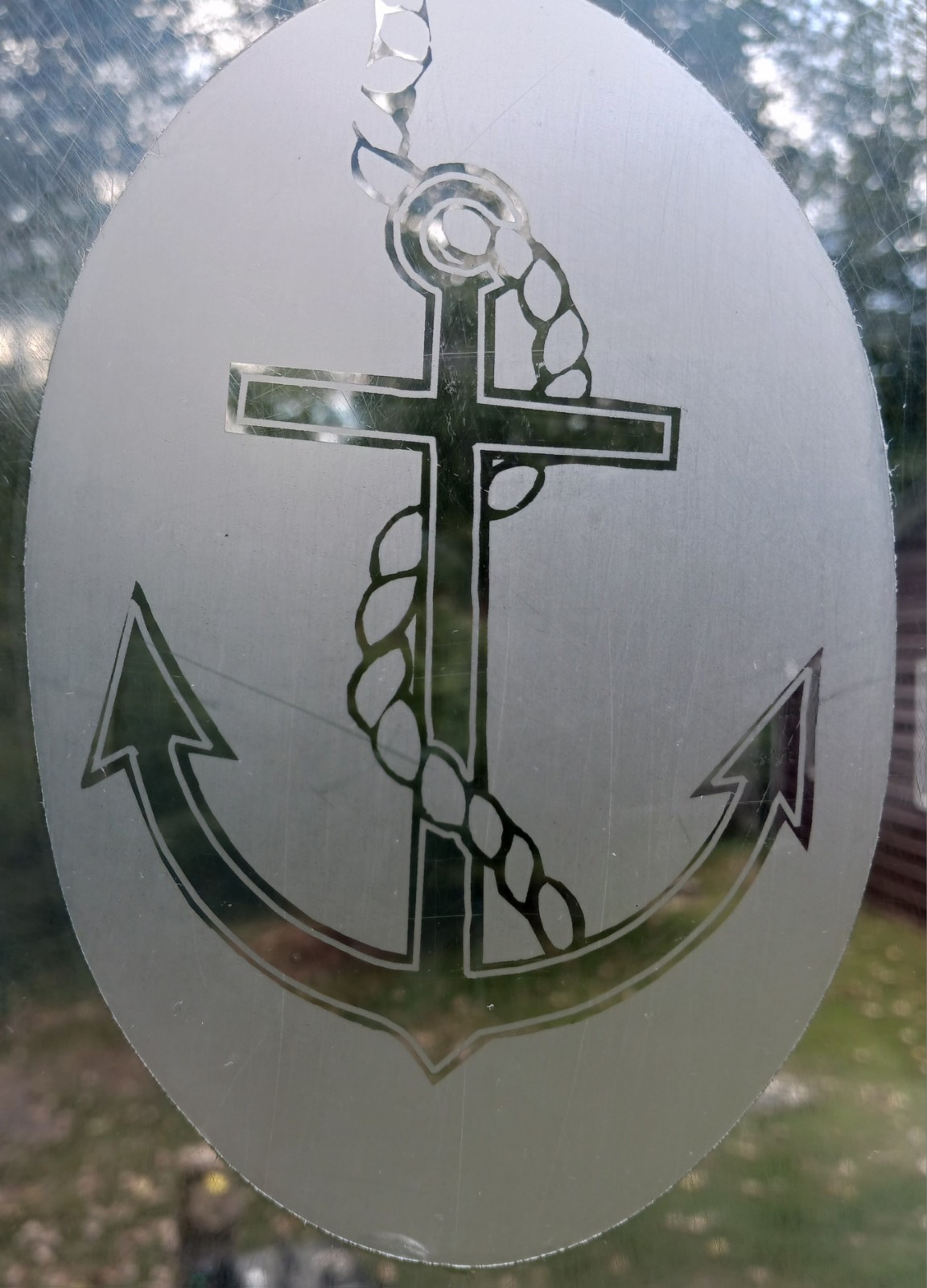 ANCHOR 8″x12″ OVAL Etched Glass Look Cling Removable & Reusable 76