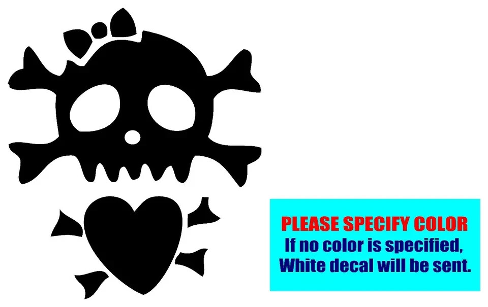 Skull and Bones with Heart #19 Vinyl Decal Sticker Car Truck Various sizes