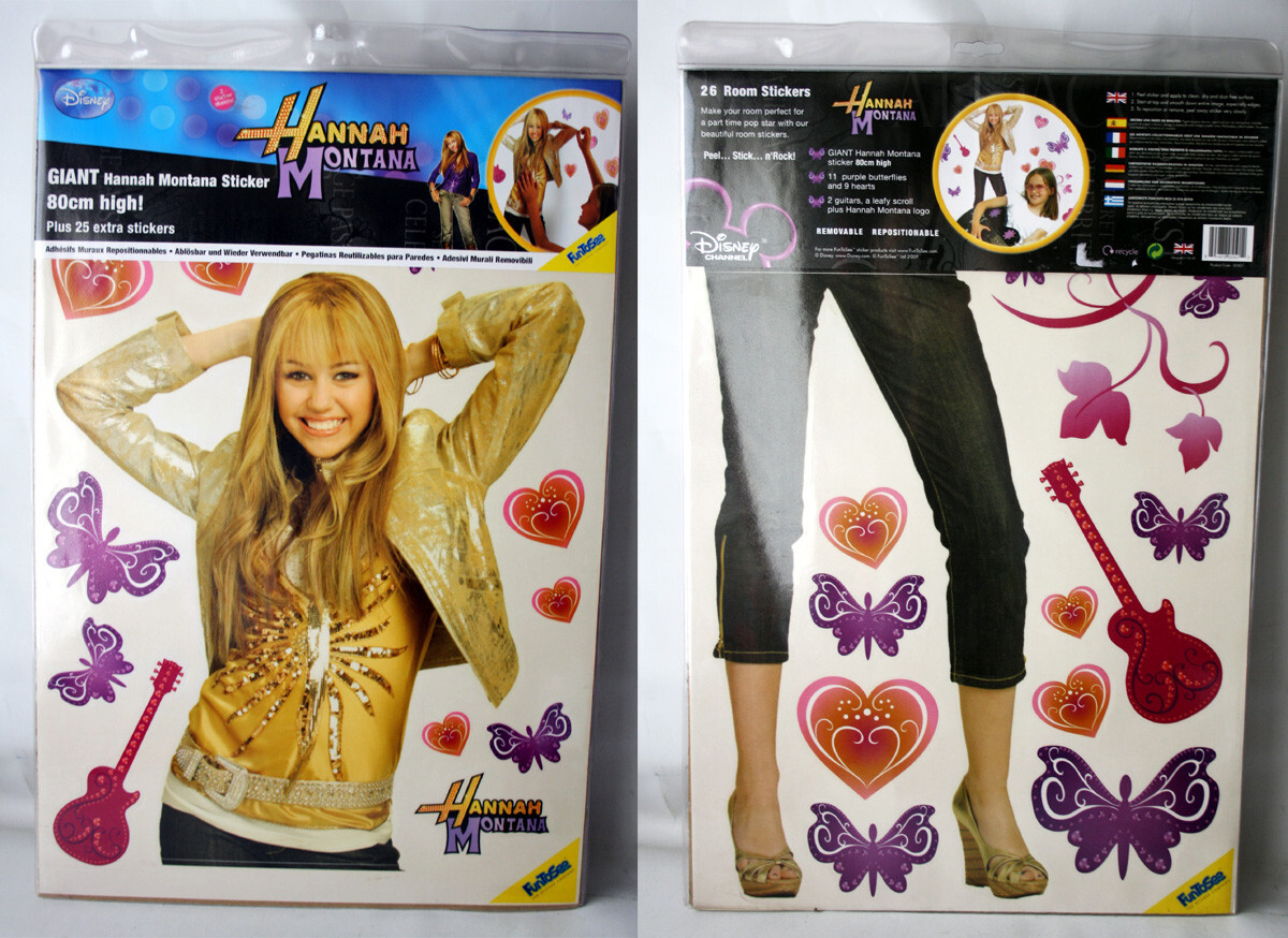 2009 HANNAH MONTANA GIANT 80cm STICKER REMOVABLE ROOM DECO KIT DISNEY FUNTOSEE !